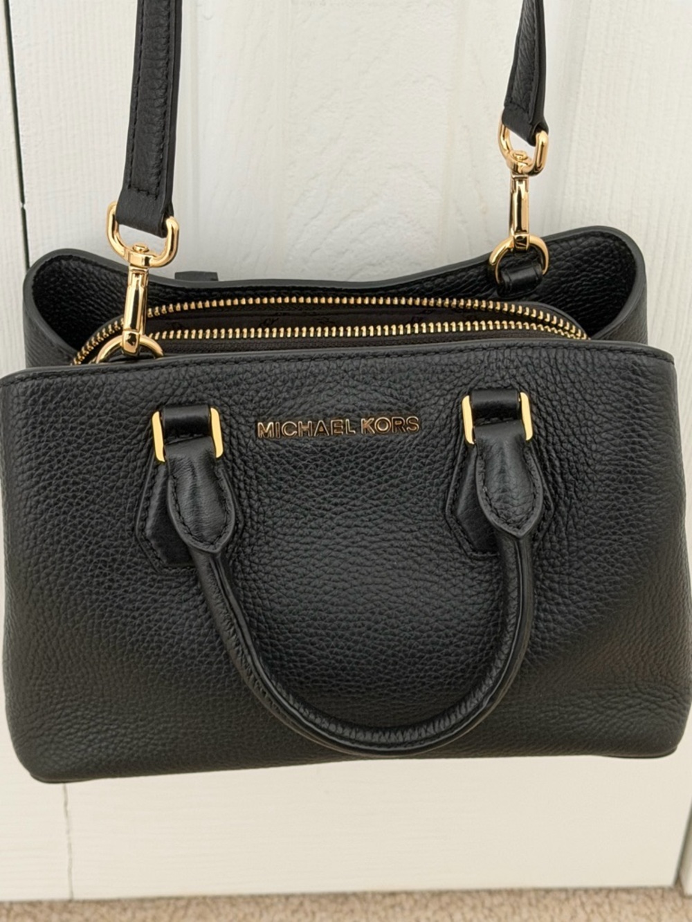 Michael Kors Small Black Pebbled Leather Satchel Crossbody